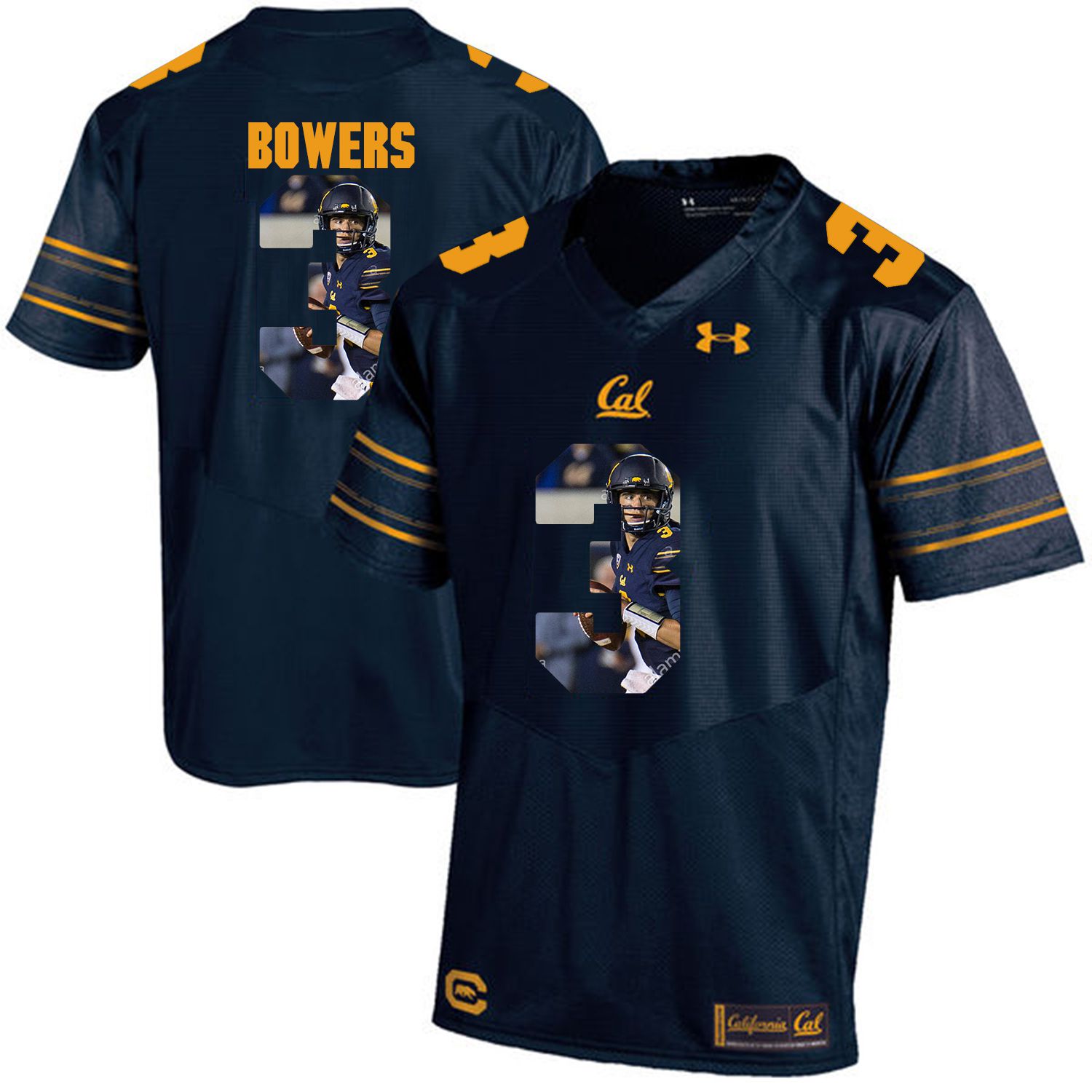 Men California Golden Bears #3 Ross Bowers Dark blue Customized NCAA Jerseys->customized ncaa jersey->Custom Jersey